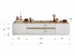 Discount Mueble de TV con 2 puertas y 2 cajones - Blanco y Natural - EMORA Mueble Tv
