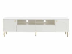 Vente-unique Mueble de TV con 2 puertas, 2 cajones y 2 huecos - y dorado - ALOBARA