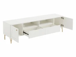 Vente-unique Mueble de TV con 2 puertas, 2 cajones y 2 huecos - y dorado - ALOBARA