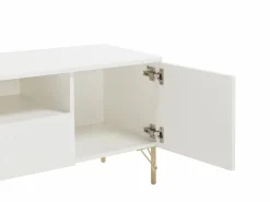 Vente-unique Mueble de TV con 2 puertas, 2 cajones y 2 huecos - y dorado - ALOBARA