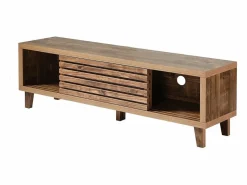 Calicosy Mueble de TV con 2 puertas correderas de lamas perforadas L140 cm - LIAM