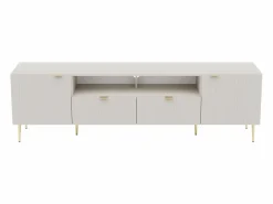 Vente-unique Mueble de TV con 2 puertas, 2 cajones y 2 nichos en MDF y acero - y dorado - YESINIA