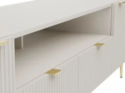 Vente-unique Mueble de TV con 2 puertas, 2 cajones y 2 nichos en MDF y acero - y dorado - YESINIA