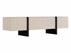 Vente-unique Mueble de TV con 4 puertas en MDF - y Negro - LUVONIA Beige