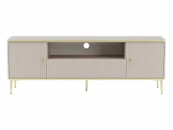 Clearance Vente-unique Mueble de TV con 2 puertas, 1 cajón y 1 estante de MDF y acero - Beige y dorado - SINEAD Beige / Dorado