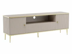 Clearance Vente-unique Mueble de TV con 2 puertas, 1 cajón y 1 estante de MDF y acero - Beige y dorado - SINEAD Beige / Dorado
