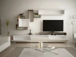 Vente-unique Mueble de TV con almacenaje - Natural claro y blanco - TALOLI II