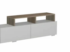 Vente-unique Mueble de TV con almacenaje - Natural claro y blanco - TALOLI II