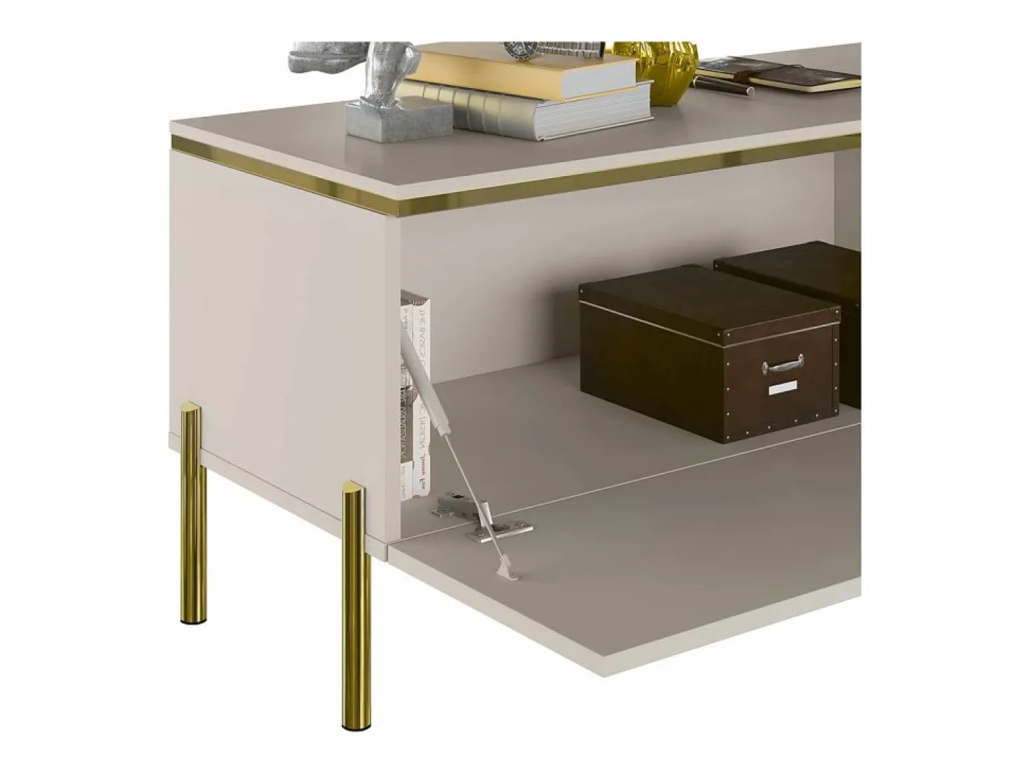 Sale Mueble de TV contemporáneo con 2 puertas - y dorado - VUKIA Mueble Tv