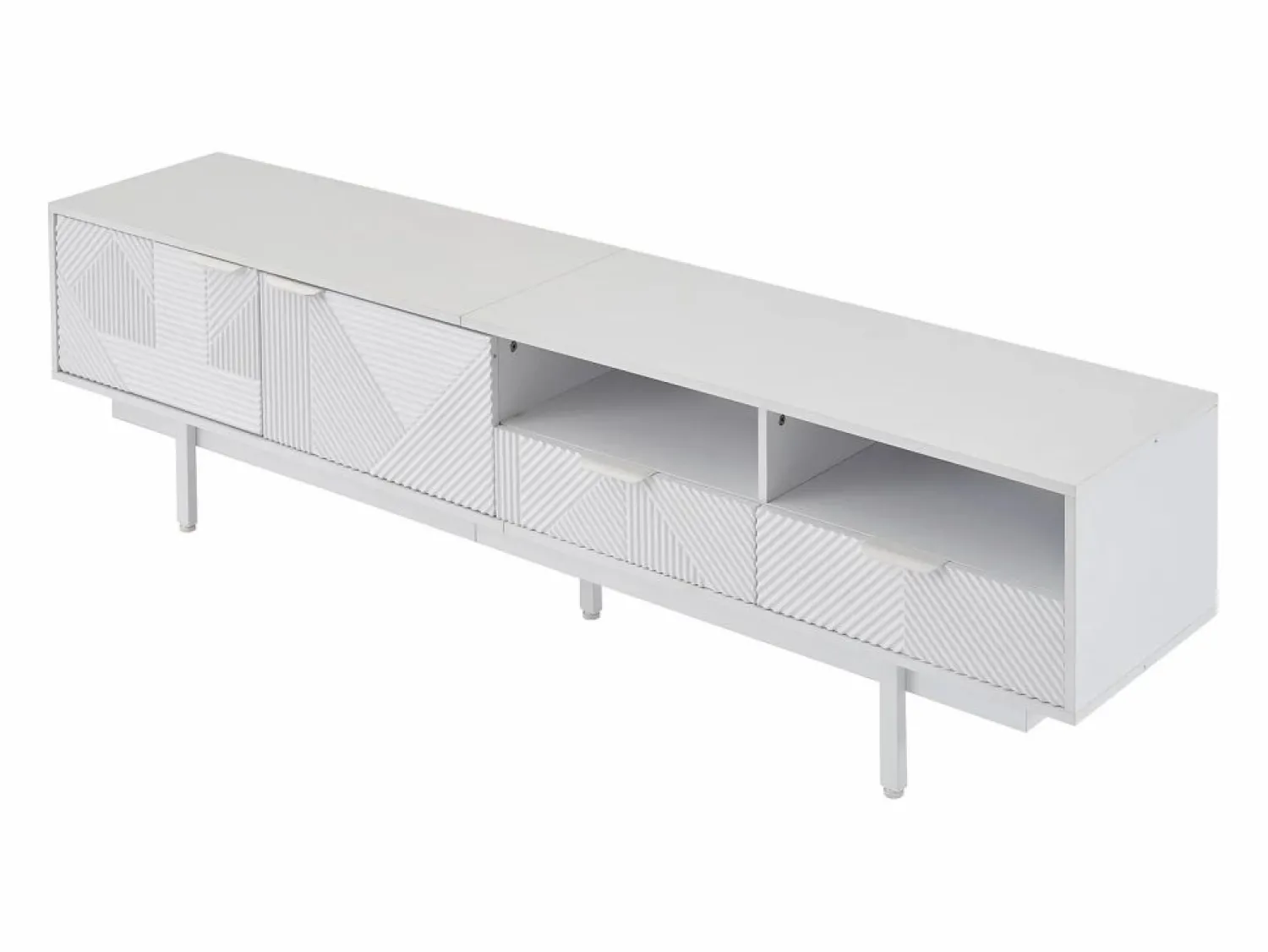 OKWISH Mueble de TV de 200 cm, mueble de TV con 2 puertas y 2 cajones, estilo moderno, para salón y oficina