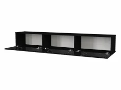 Best Vente-unique Mueble de TV de pared con 3 puertas - Color: Efecto mármol - VIKILA Negro
