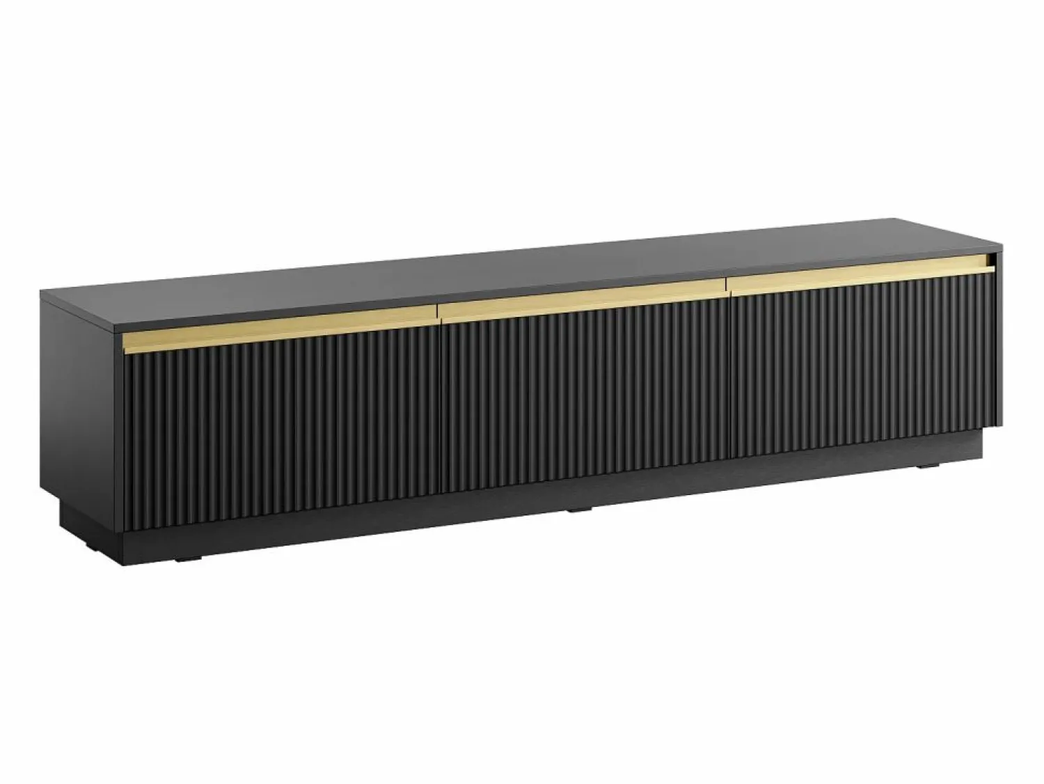 Clearance Vente-unique Mueble de TV de pared o de pie con 3 puertas de MDF - y Dorado - POSINIA Negro