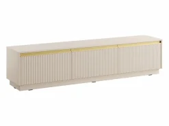 Best Vente-unique Mueble de TV flotante o de pie con 3 puertas de MDF - y Dorado - POSINIA Beige