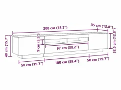 vidaxl Mueble de TV luces LED madera roble artisan 200x35x40 cm