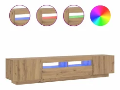 vidaxl Mueble de TV luces LED madera roble artisan 200x35x40 cm
