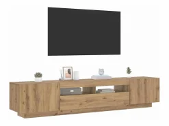 vidaxl Mueble de TV luces LED madera roble artisan 200x35x40 cm