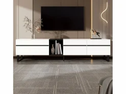 ModernLuxe Mueble de TV moderno 180x38x45 cm - 3 puertas - con estantes abiertos -