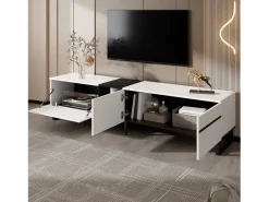 ModernLuxe Mueble de TV moderno 180x38x45 cm - 3 puertas - con estantes abiertos -