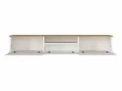 Outlet Vente-unique Mueble de TV suspendido con 3 puertas y 1 hueco - Blanco y natural - LOTULA Color natural claro / Blanco