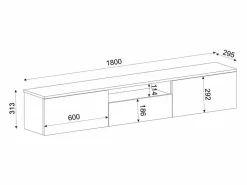 Outlet Vente-unique Mueble de TV suspendido con 3 puertas y 1 hueco - Blanco y natural - LOTULA Color natural claro / Blanco