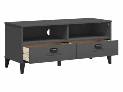 Best Mueble de TV VIKEN de madera maciza de pino gris antracita Mueble Tv