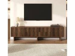 Online ModernLuxe Mueble de TV 180x40x56 cm - 4 cajones y 2 puertas - diseño ondulado - tableros de partículas - color nogal oscuro Marru00f3n