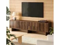 Online ModernLuxe Mueble de TV 180x40x56 cm - 4 cajones y 2 puertas - diseño ondulado - tableros de partículas - color nogal oscuro Marru00f3n