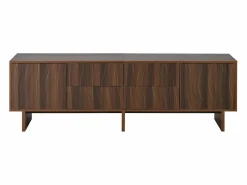 Online ModernLuxe Mueble de TV 180x40x56 cm - 4 cajones y 2 puertas - diseño ondulado - tableros de partículas - color nogal oscuro Marru00f3n