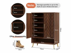 Discount Mueble de zapatos con 2 puertas, mueble de almacenamiento de zapatos de 6 niveles, separadores ajustables, para el recibidor, salón, marrón Zapatero|Mueble De Almacenaje
