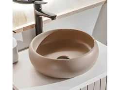 Mueble doble lavabo 140 cm 2 nichos Zelie Cachemira y Madera Mueble De Baño Con Doble Lavabo