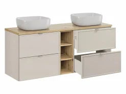 Clearance Mueble doble lavabo 140cm 3 compartimientos Alba Cachemira Mueble De Baño Con Doble Lavabo