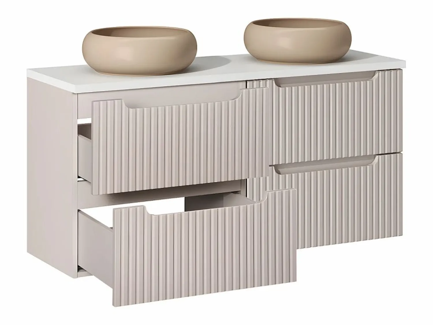 Online Mueble doble lavabo 120cm 4 cajones Riva Cachemira y Blanco Mueble De Baño Con Doble Lavabo