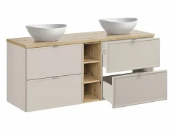 Clearance Petits-Meubles Mueble doble lavabo 140cm 3 compartimientos Alba Cachemira Lola Beige