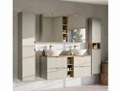 Clearance Petits-Meubles Mueble doble lavabo 140cm 3 compartimientos Alba Cachemira Lola Beige