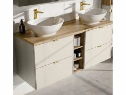 Clearance Petits-Meubles Mueble doble lavabo 140cm 3 compartimientos Alba Cachemira Lola Beige