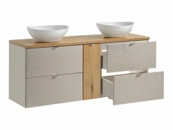 Petits-Meubles Mueble doble lavabo 140cm 4 cajones 1 puerta Manoa Cachemira y madera