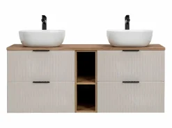 Petits-Meubles Mueble doble lavabo 140cm 2 compartimientos Adriel Cachemira y Madera