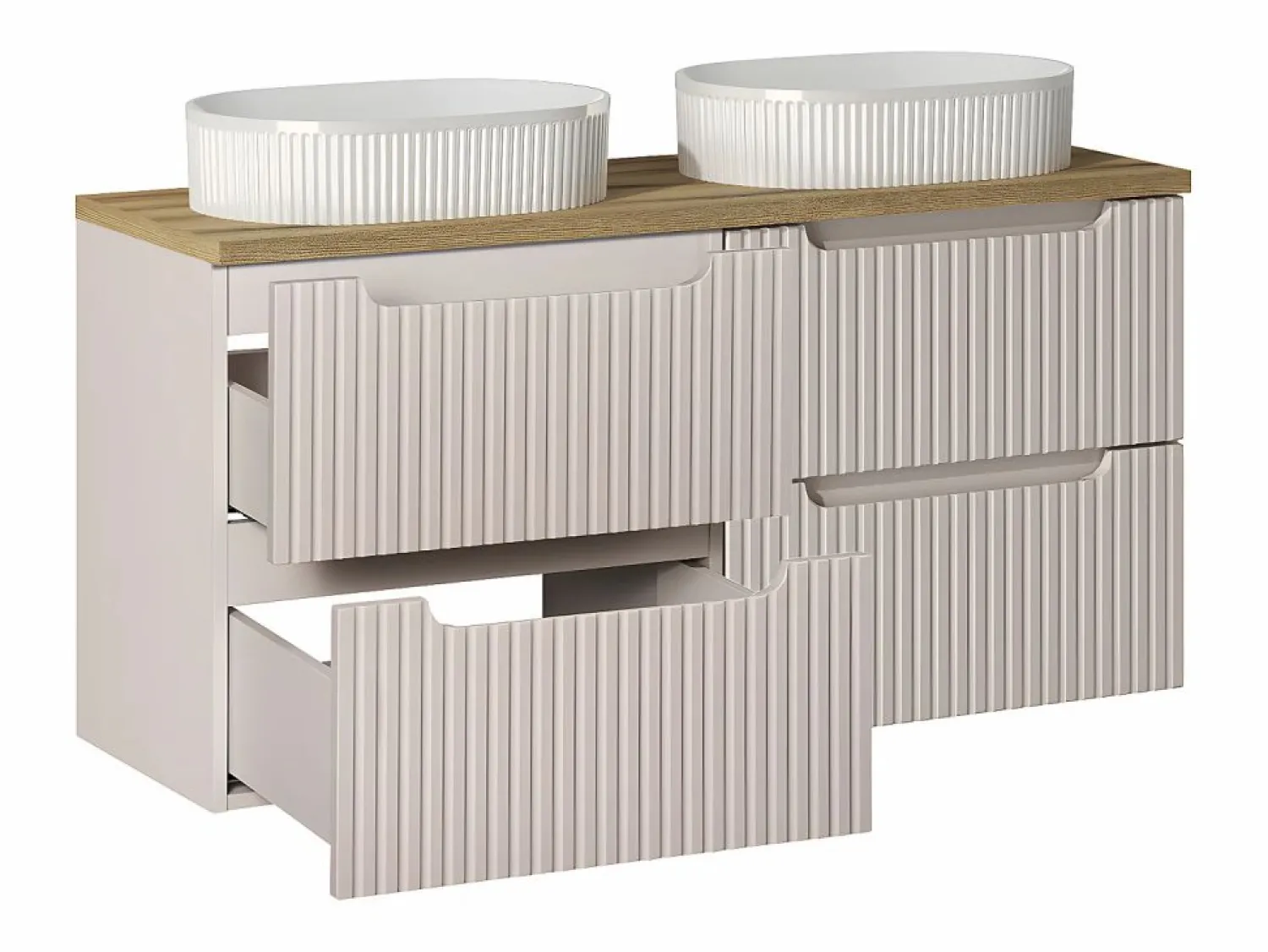 Mueble doble lavabo 120cm 4 cajones Riva Cachemira y Madera Mueble De Baño Con Doble Lavabo