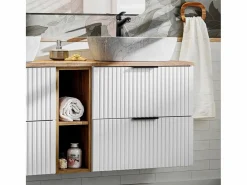 Hot Mueble doble lavabo 140cm 2 nichos Adriel Mueble De Baño Con Doble Lavabo