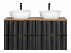 Sale Mueble doble lavabo 120cm Adriel Negro y Madera Mueble De Baño Con Doble Lavabo