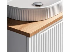 New Mueble doble lavabo 160cm cesto Riva Blanco y Madera Mueble De Baño Con Doble Lavabo