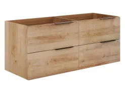 Vente-unique Mueble doble lavabo con columna - Acabado natural claro - 120 cm - NISAYA
