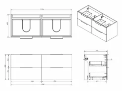 Vente-unique Mueble doble lavabo con columna - Acabado natural claro - 120 cm - NISAYA