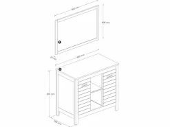 Hot Mueble doble lavabo de madera de acacia - 90 cm - 1 espejo - 60 x 60 cm - PULUKAN Conjunto De Baño