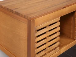 Clearance Mueble doble lavabo de madera de acacia y espejo - 90 cm - PENEBEL Conjunto De Baño