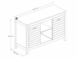 Vente-unique Mueble doble lavabo de madera de acacia - Mueble de baño - 130 cm - PULUKAN