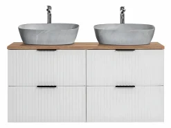 Outlet Mueble doble lavabo efecto piedra 120 cm Adriel Mueble De Baño Con Doble Lavabo
