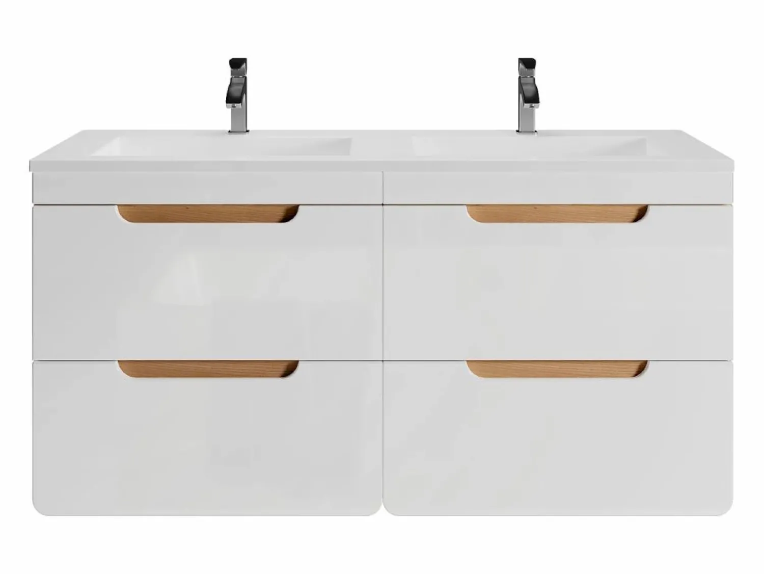 Hot Vente-unique Mueble doble lavabo flotante color natural y blanco para baño, L120 cm, ARUBA Color natural claro / Blanco