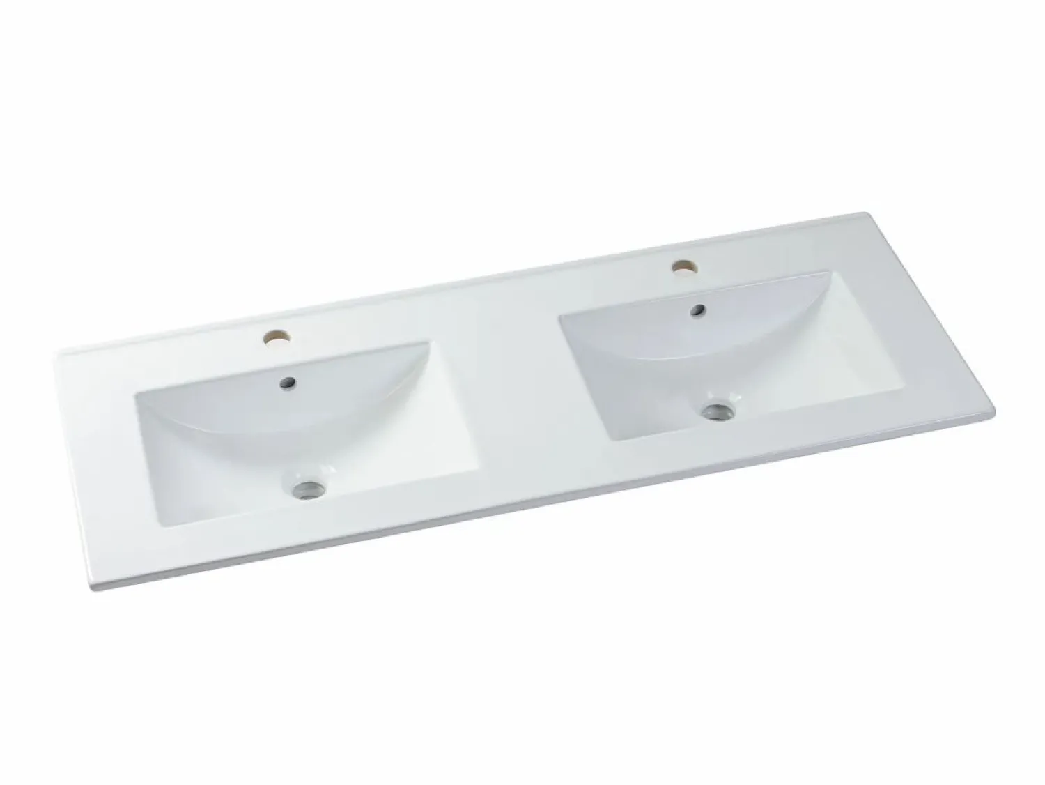 Hot Vente-unique Mueble doble lavabo flotante color natural y blanco para baño, L120 cm, ARUBA Color natural claro / Blanco