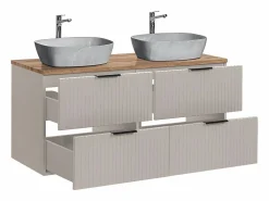 Best Mueble doble lavabo imitación piedra 120cm Adriel Cachemira y Madera Mueble De Baño Con Doble Lavabo